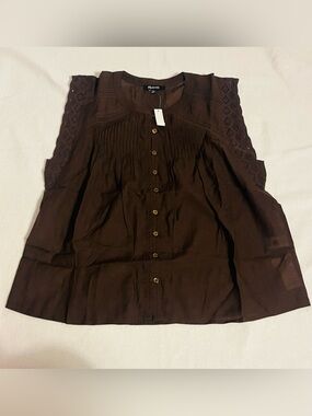 Madewell Lace-Trim Sleeveless Dark Brown Top